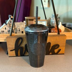 NWT Starbucks Black Geometric Tumbler